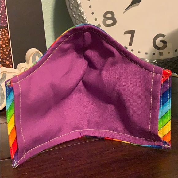 Rainbow stripes Adult Face Mask - Picture 4 of 4